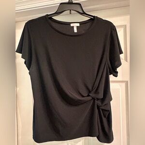 Short sleeve knot detail knit top